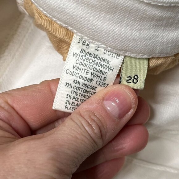 NWT Rag & Bone White Distressed Skinny Capri Jeans With Holes Size 28 - Picture 9 of 12